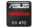 Asus Radeon RX 470 1"x1" Badge de boîtier bombé effet chrome / Logo autocollant