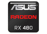 Asus Radeon RX 480 1"x1" Badge de boîtier bombé effet chromé / Logo autocollant