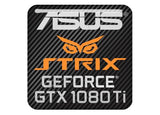 Asus Strix GeForce GTX 1080 Ti 1"x1" Chrome Effect Domed Case Badge / Autocollant Logo