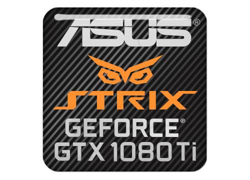 Asus Strix GeForce GTX 1080 Ti 1"x1" Chrome Effect Domed Case Badge / Sticker Logo