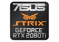 Asus Strix GeForce RTX 2080 Ti 1"x1" Chrome Effect Domed Case Badge / Sticker Logo