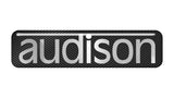 Insignia/logotipo adhesivo de caja abovedada con efecto cromado de Audison de 2"x0,5"