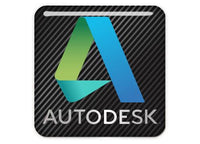 Autodesk 1"x1" Chrome Effect Domed Case Badge / Sticker Logo
