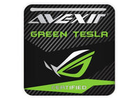 Avexir Green Tesla 1"x1" Chrome Effect Domed Case Badge / Sticker Logo