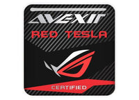 Avexir Red Tesla 1"x1" Chrome Effect Domed Case Badge / Sticker Logo
