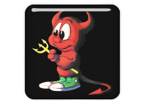 BSD Daemon Beastie Black 1"x1" Chrome Effect Domed Case Badge / Sticker Logo