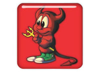 BSD Daemon Beastie Red 1"x1" Chrome Effect Domed Case Badge / Sticker Logo