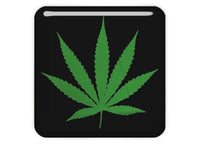 Cannabis / Marijuana Leaf 1"x1" Chrome Effect Domed Case Badge / Sticker Logo
