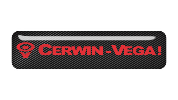 Cerwin-Vega Red 2"x0.5" Chrome Effect Domed Case Badge / Sticker Logo