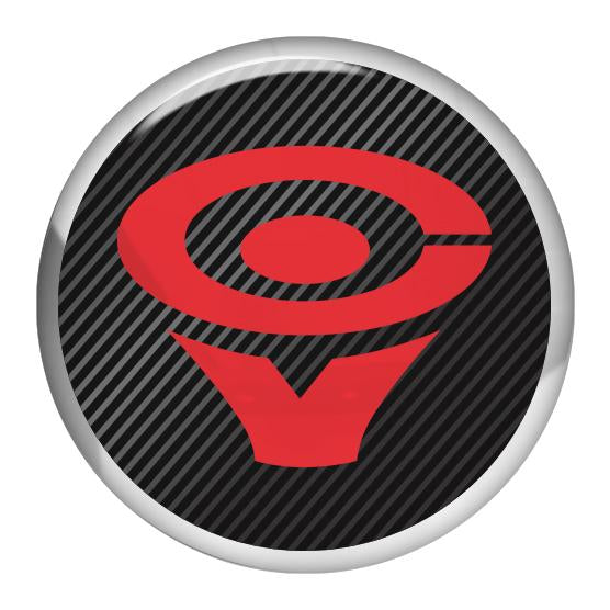 Cerwin-Vega Red 1.5" Diameter Round Chrome Effect Domed Case Badge / Sticker Logo