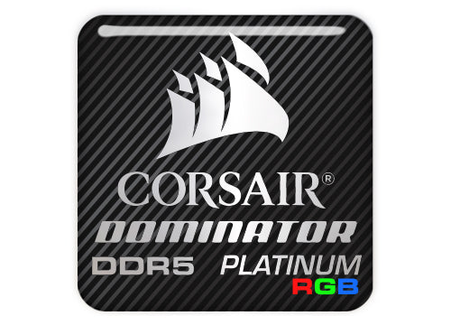 Corsair Dominator Platinum DDR5 RGB 1"x1" Chrome Effect Domed Case Badge / Sticker Logo