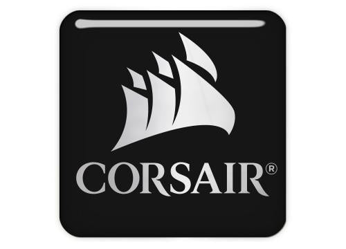 Corsair Black 1"x1" Chrome Effect Domed Case Badge / Sticker Logo