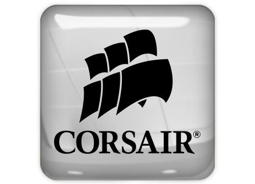 Corsair 1"x1" Chrome Effect Domed Case Badge / Sticker Logo
