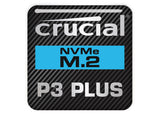 Crucial P3 Plus NVMe M.2 SSD 1"x1" Badge de boîtier bombé effet chromé / Logo autocollant
