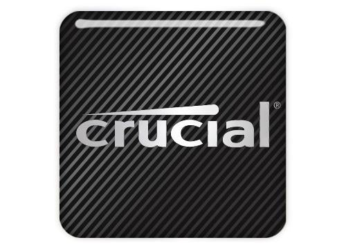 Crucial 1"x1" Chrome Effect Domed Case Badge / Sticker Logo