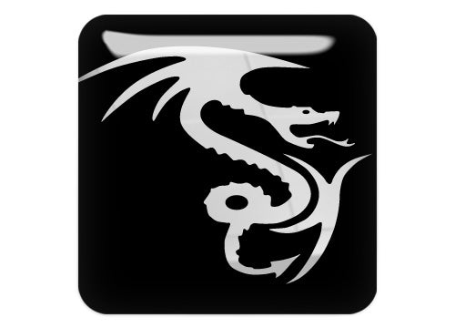 Dragon 1"x1" Chrome Effect Domed Case Badge / Sticker Logo