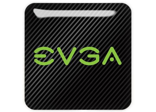 Logotipo de etiqueta / insignia de caja abovedada con efecto cromado EVGA verde de 1 "x 1"
