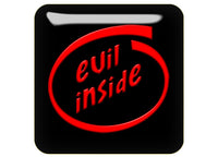 Evil Inside Red 1"x1" Chrome Effect Domed Case Badge / Sticker Logo