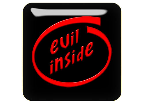Evil Inside Red 1"x1" Chrome Effect Domed Case Badge / Sticker Logo