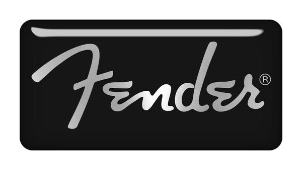 Fender 2"x1" Chrome Effect Domed Case Badge / Sticker Logo