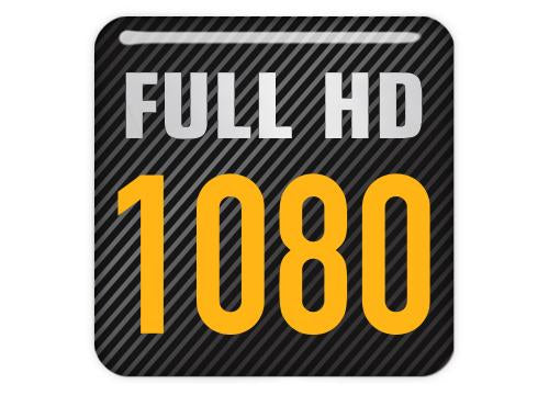 Full HD 1080 1"x1" Chrome Effect Domed Case Badge / Sticker Logo