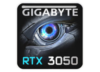 Gigabyte GeForce RTX 3050 1"x1" Chrome Effect Domed Case Badge / Sticker Logo