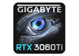 Gigabyte GeForce RTX 3060 Ti 1"x1" Badge de boîtier bombé effet chromé / Logo autocollant
