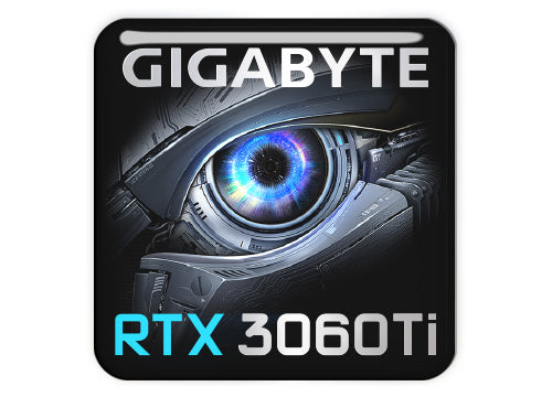 Gigabyte GeForce RTX 3060 Ti 1"x1" Chrome Effect Domed Case Badge / Sticker Logo