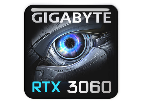 Gigabyte GeForce RTX 3060 1"x1" Chrome Effect Domed Case Badge / Sticker Logo