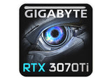 Gigabyte GeForce RTX 3070 Ti 1"x1" Badge de boîtier bombé effet chromé / Logo autocollant