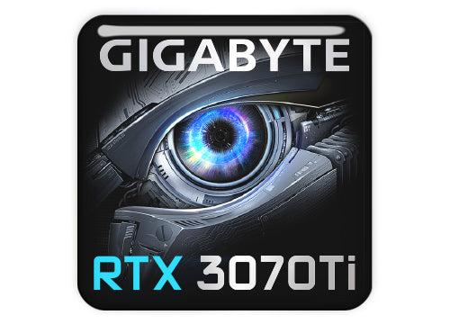 Gigabyte GeForce RTX 3070 Ti 1"x1" Chrome Effect Domed Case Badge / Sticker Logo