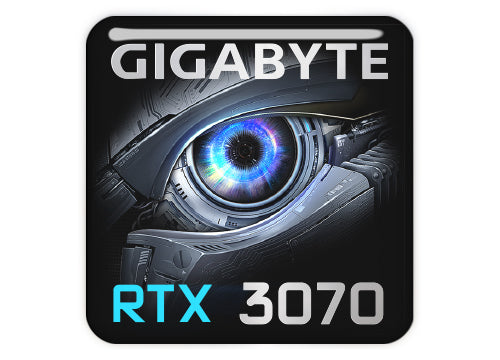 Gigabyte GeForce RTX 3070 1"x1" Chrome Effect Domed Case Badge / Sticker Logo