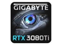 Gigabyte GeForce RTX 3080 Ti 1"x1" Badge de boîtier bombé effet chromé / Logo autocollant