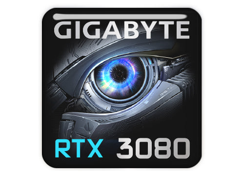Gigabyte GeForce RTX 3080 1"x1" Chrome Effect Domed Case Badge / Sticker Logo
