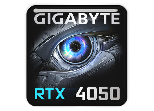Gigabyte GeForce RTX 4050 1"x1" Chrome Effect Domed Case Badge / Sticker Logo