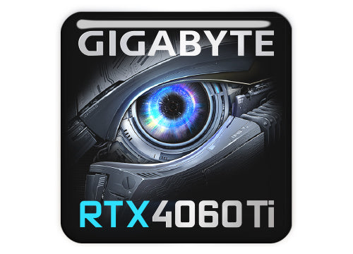 Gigabyte GeForce RTX 4060 Ti 1"x1" Chrome Effect Domed Case Badge / Sticker Logo