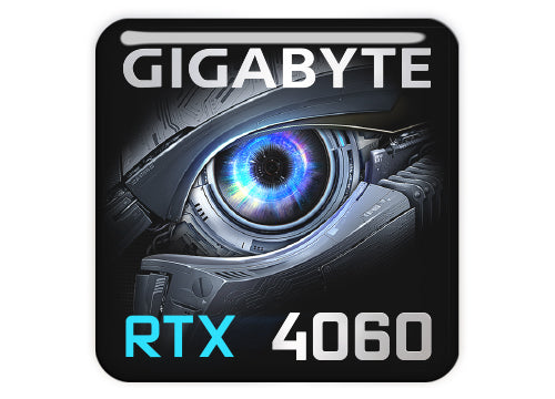 Gigabyte GeForce RTX 4060 1"x1" Chrome Effect Domed Case Badge / Sticker Logo