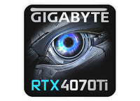 Gigabyte GeForce RTX 4070 Ti 1"x1" Chrome Effect Domed Case Badge / Sticker Logo