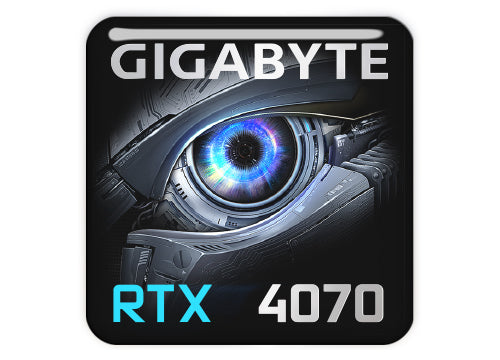 Gigabyte GeForce RTX 4070 1"x1" Chrome Effect Domed Case Badge / Sticker Logo