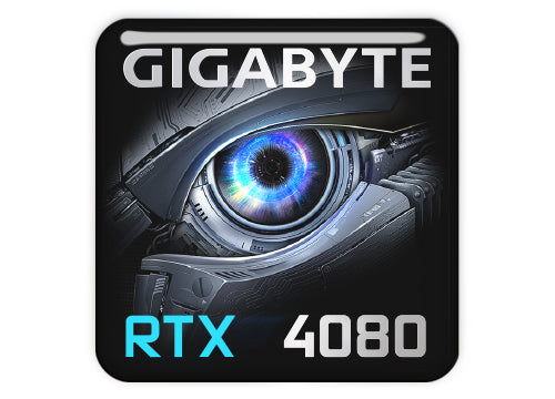 Gigabyte GeForce RTX 4080 1"x1" Chrome Effect Domed Case Badge / Sticker Logo