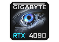 Gigabyte GeForce RTX 4090 1"x1" Badge de boîtier bombé effet chromé / Logo autocollant