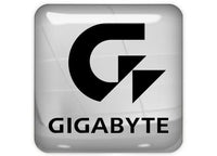 Gigabyte Black 1"x1" Chrome Effect Domed Case Badge / Sticker Logo