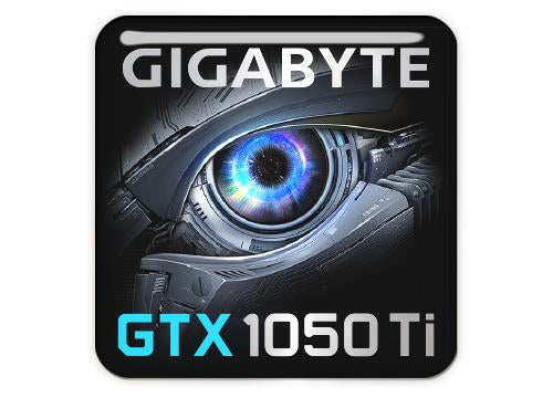 Gigabyte GeForce GTX 1050 Ti 1"x1" Chrome Effect Domed Case Badge / Sticker Logo