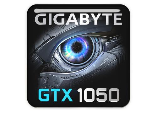 Gigabyte GeForce GTX 1050 1"x1" Chrome Effect Domed Case Badge / Sticker Logo