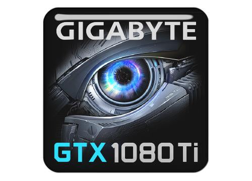 Gigabyte GeForce GTX 1080 Ti 1"x1" Chrome Effect Domed Case Badge / Sticker Logo