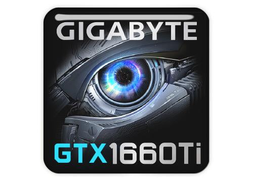 Gigabyte GeForce GTX 1660 Ti 1"x1" Chrome Effect Domed Case Badge / Sticker Logo
