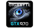 Gigabyte GeForce GTX 970 1"x1" Badge de boîtier bombé effet chromé / Logo autocollant