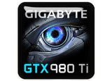 Gigabyte GeForce GTX 980 Ti 1"x1" Badge de boîtier bombé effet chromé / Logo autocollant
