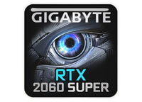 Gigabyte GeForce RTX 2060 Super 1"x1" Badge de boîtier bombé effet chromé / Logo autocollant