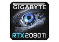 Gigabyte GeForce RTX 2080 Ti 1"x1" Chrome Effect Domed Case Badge / Sticker Logo